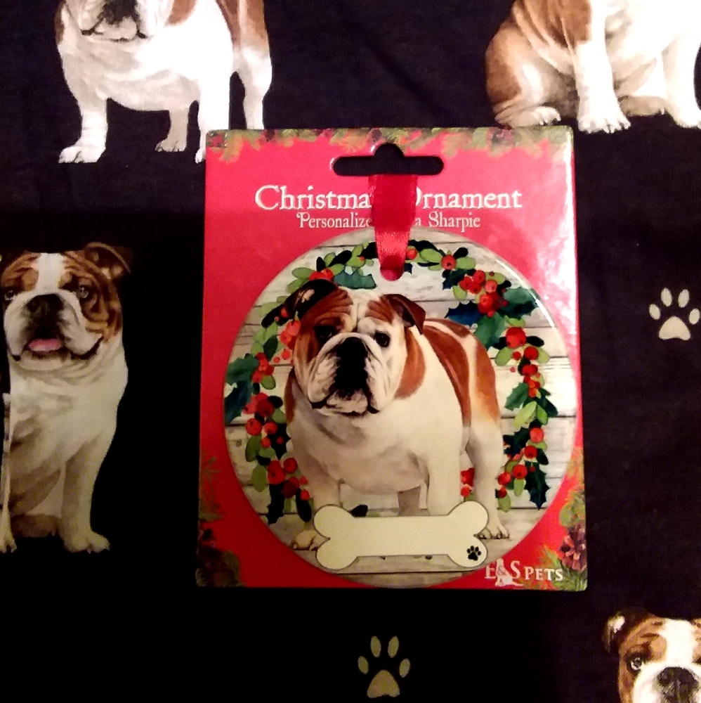 English Bulldog Christmas Ornament, NWT